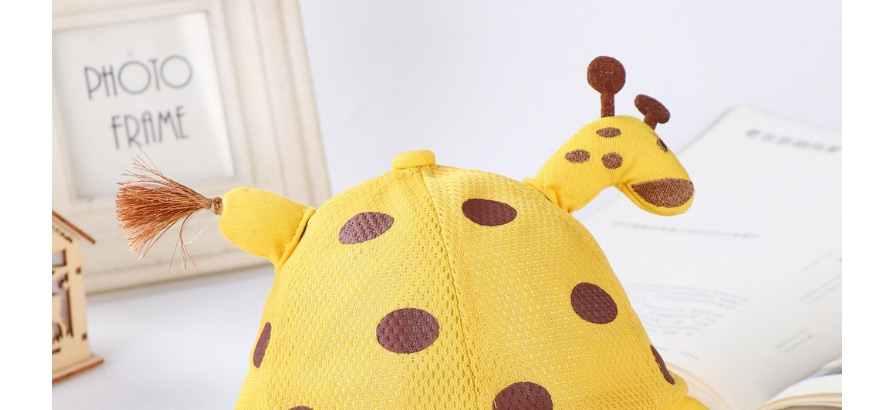 Fashion Beige Giraffe Polka Dot Printed Mesh Sunscreen Childrens Fisherman Hat,Children