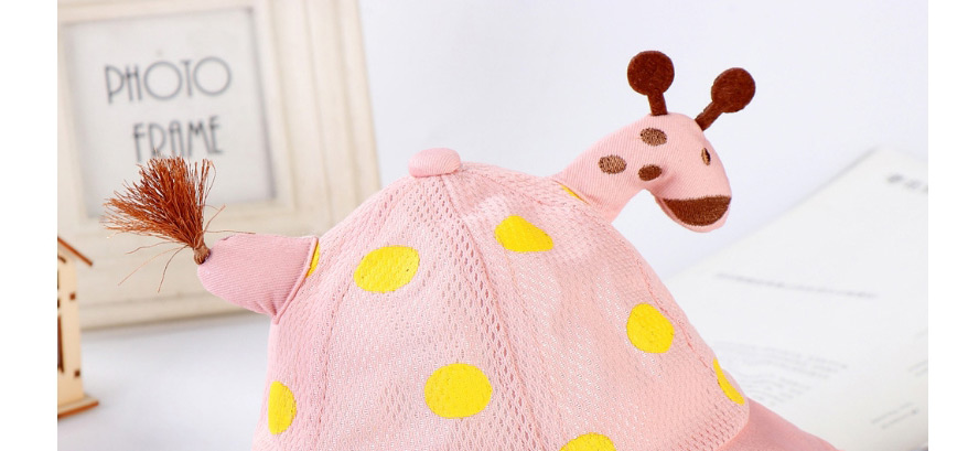 Fashion Yellow Giraffe Polka Dot Printed Mesh Sunscreen Childrens Fisherman Hat,Children