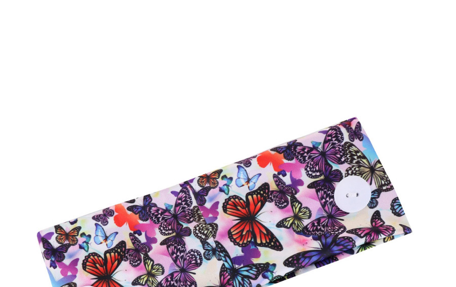Fashion Stripe Butterfly Stretch Headband With Printed Buttons,Hair Ribbons