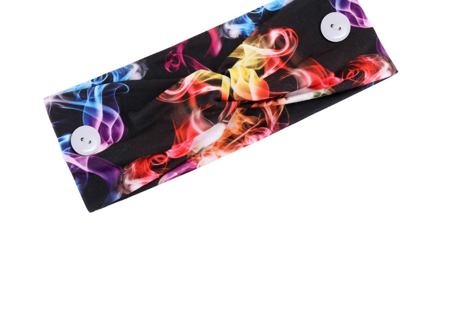 Fashion Flame Button Bow Print Geometric Knotted Headband,Hair Ribbons