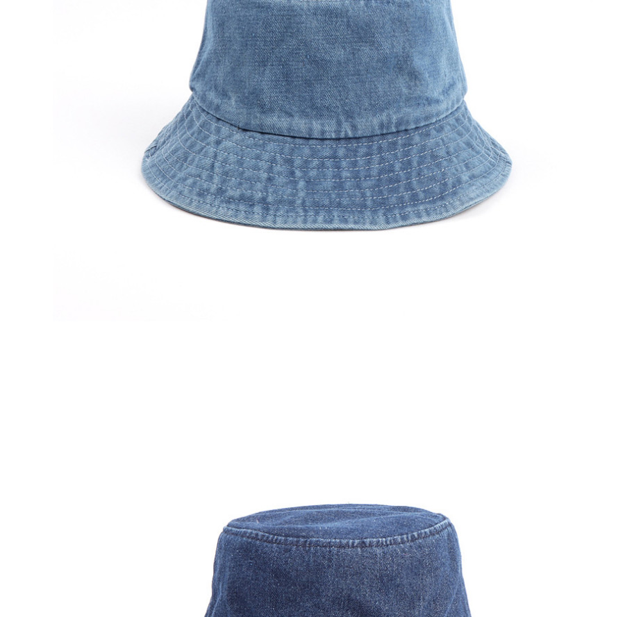 Fashion Light Blue Denim Solid Color Light Board Big Edge Shade Fisherman Hat,Sun Hats