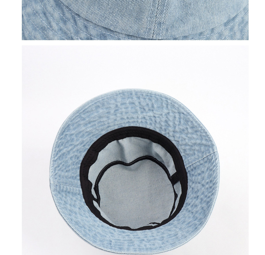Fashion Dark Blue Denim Solid Color Light Board Big Edge Shade Fisherman Hat,Sun Hats