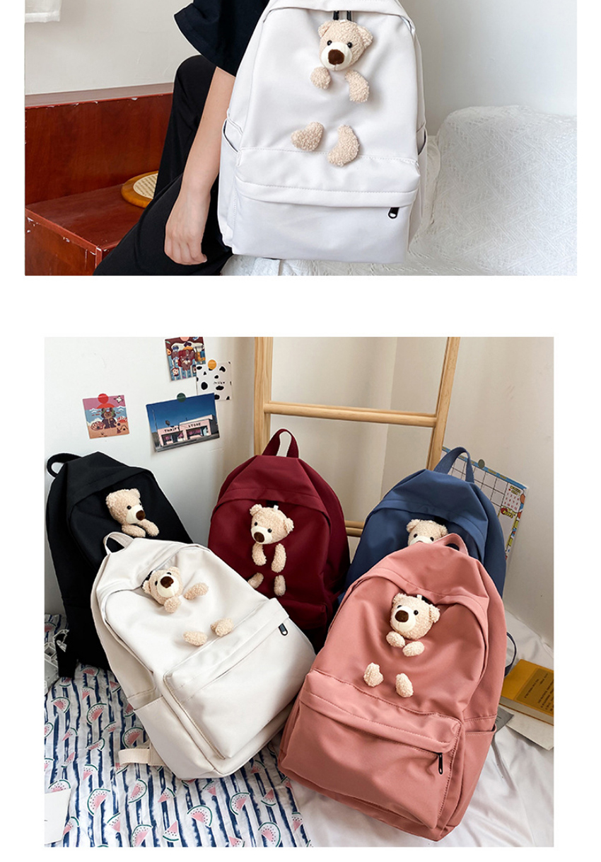 Fashion White Doll Bear Oxford Backpack,Backpack
