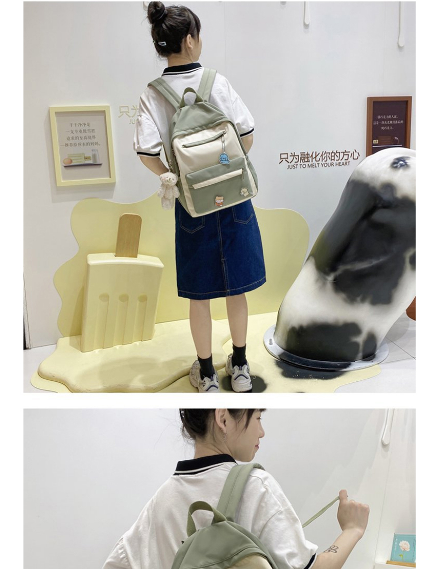 Fashion Black Send Pendant Stitching Contrast Nylon Fabric Backpack,Backpack