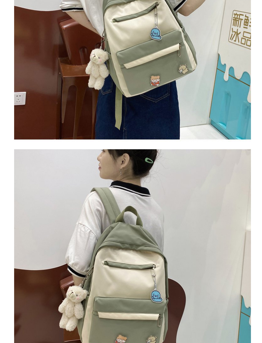 Fashion Green Send Pendant Stitching Contrast Nylon Fabric Backpack,Backpack