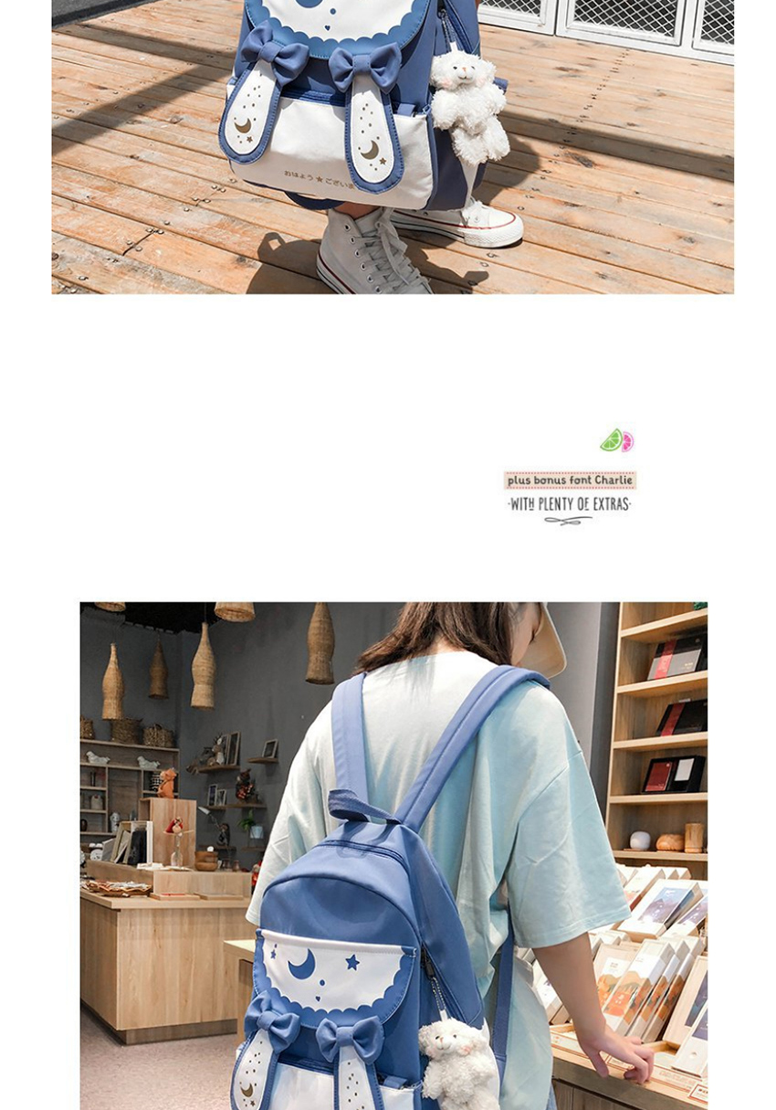 Fashion Green Send Bear Pendant Bow Rabbit Ears Contrast Backpack,Backpack