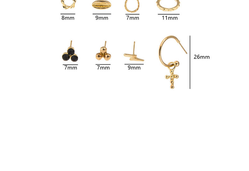Fashion Gold Color Color Lightning Cross Geometric Alloy Earrings Set,Earrings set