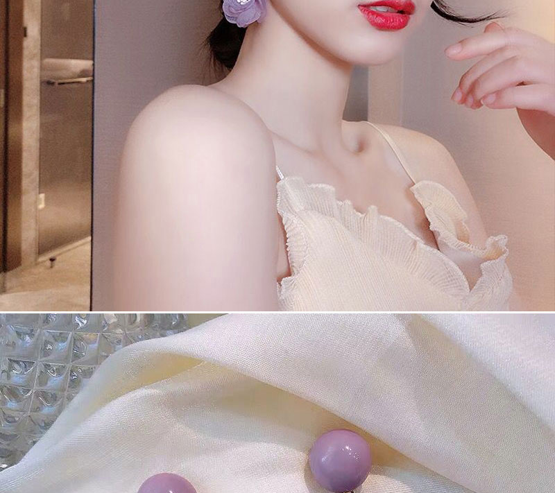Fashion Purple Chiffon Flower Stud Earrings,Stud Earrings