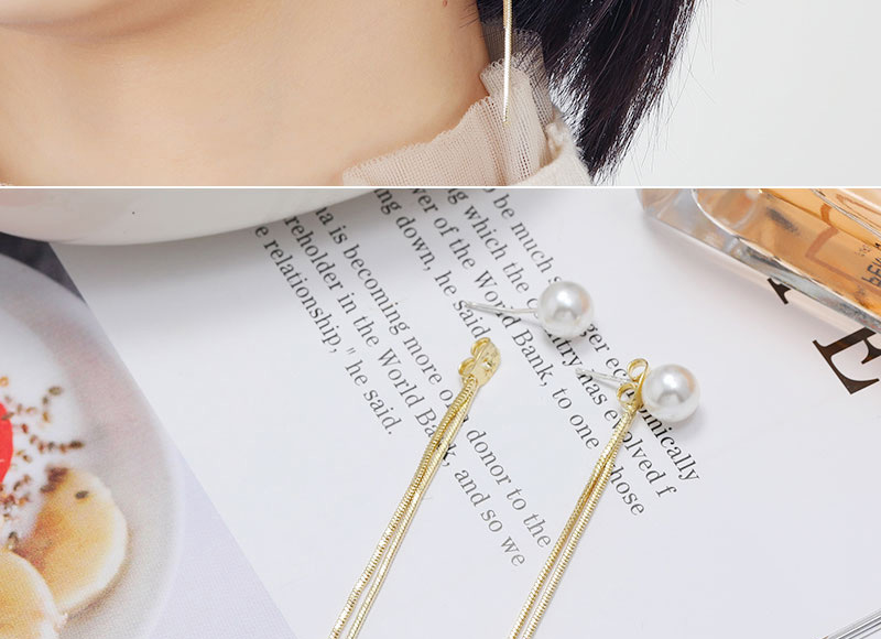 Fashion Gold Color Pearl Tassel Alloy Earrings,Stud Earrings