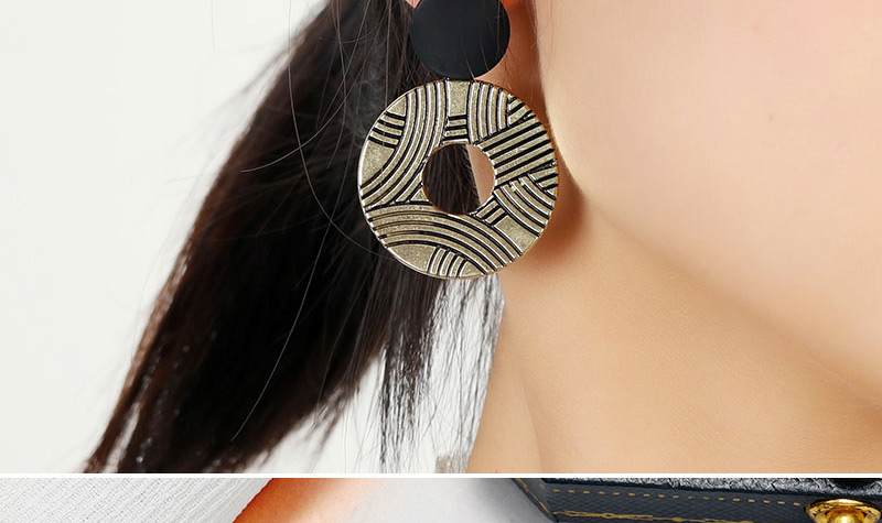 Fashion Gold Color Geometric Round Alloy Hollow Earrings,Stud Earrings