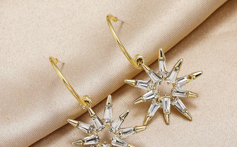 Fashion Gold Color Diamond Alloy Sun Flower Earrings,Stud Earrings