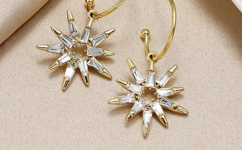 Fashion Gold Color Diamond Alloy Sun Flower Earrings,Stud Earrings