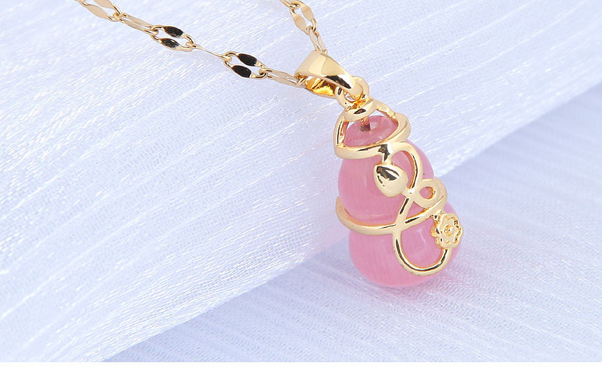 Fashion Pink Flower Jade Gourd Alloy Necklace,Pendants
