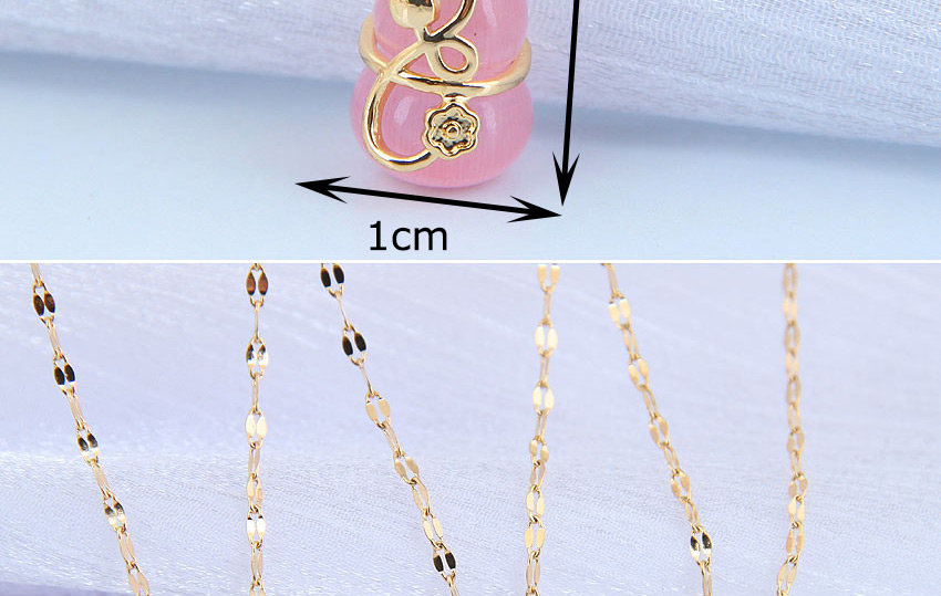 Fashion Pink Flower Jade Gourd Alloy Necklace,Pendants