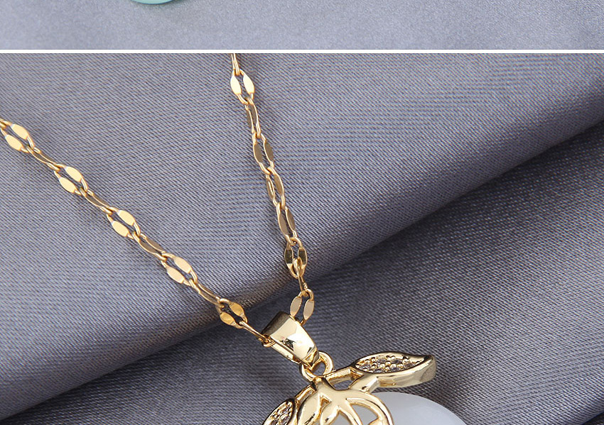 Fashion White Jade Alloy Necklace With Branches And Leaves,Pendants