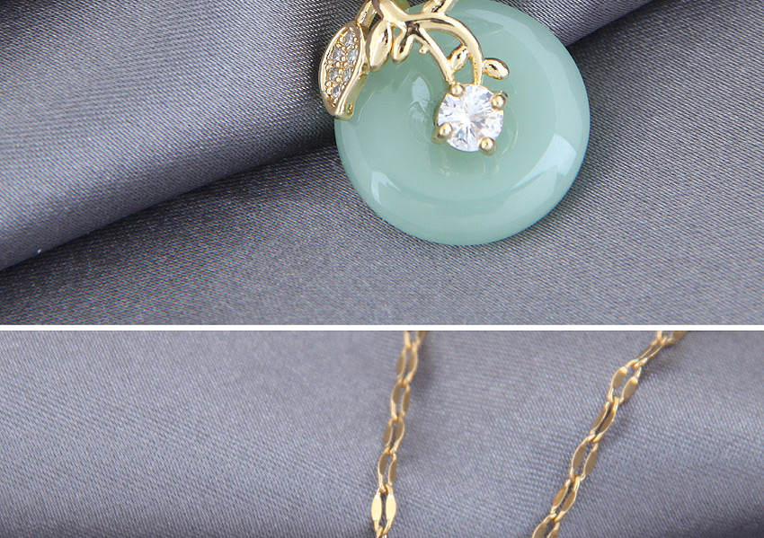 Fashion Green Jade Alloy Necklace With Branches And Leaves,Pendants
