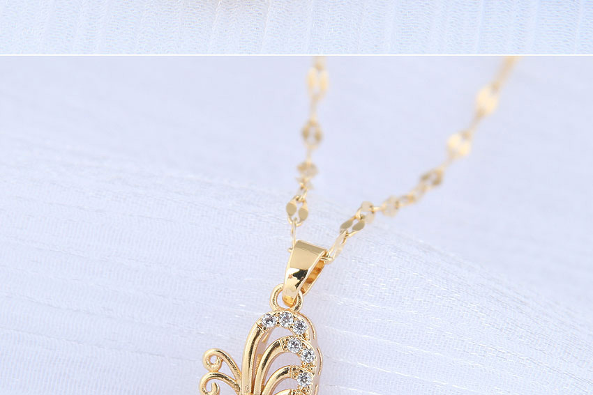 Fashion Agate Green Butterfly Dance Inlaid Zircon Hollow Alloy Jade Necklace,Pendants