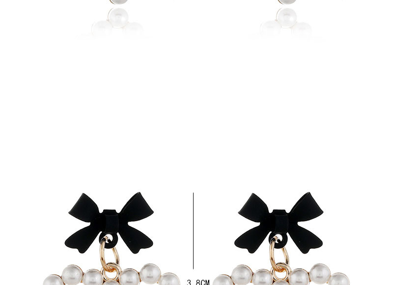 Fashion Black Bow Love Pearl Stud Earrings,Stud Earrings