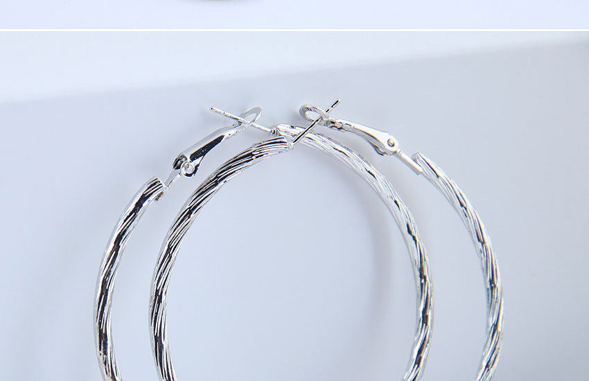Fashion Silver Color Threaded Round Alloy Hollow Earrings,Stud Earrings