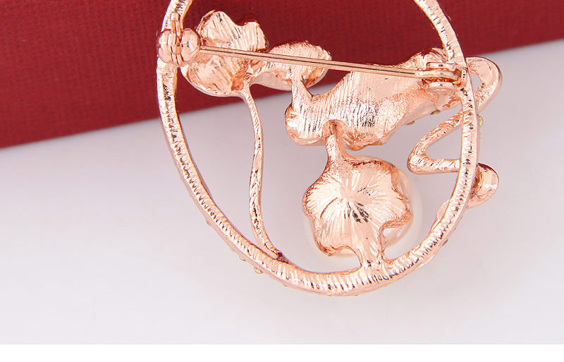 Fashion Rose Gold Color Diamond-studded Lotus Oil Dripping Alloy Hollow Brooch,Korean Brooches