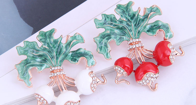 Fashion Red Spinach Diamond And Oil Drop Alloy Brooch,Korean Brooches