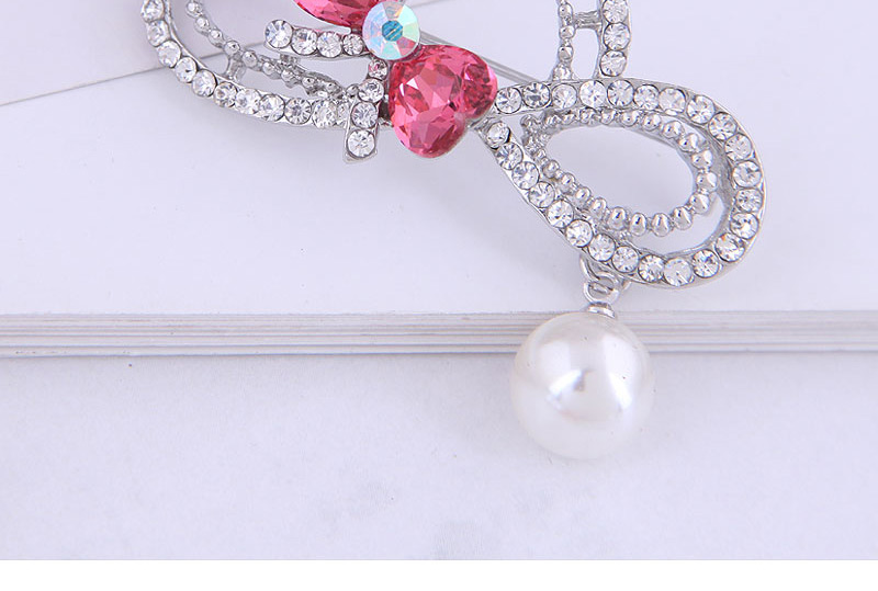 Fashion Silver Color Diamond-studded Butterfly Combined With Gold Hollow Pearl Brooch,Korean Brooches