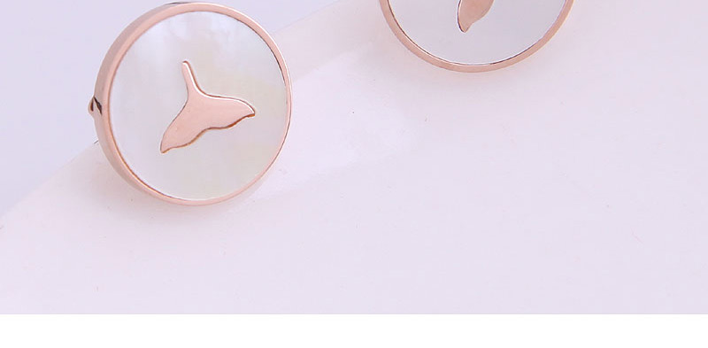 Fashion Rose Gold Color Titanium Steel Round Fishtail Ear Studs,Stud Earrings