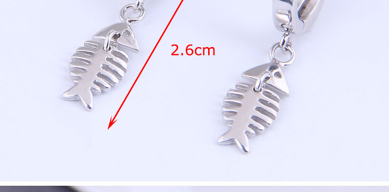 Fashion Silver Color Fish Bone Pendant Alloy Earrings,Stud Earrings