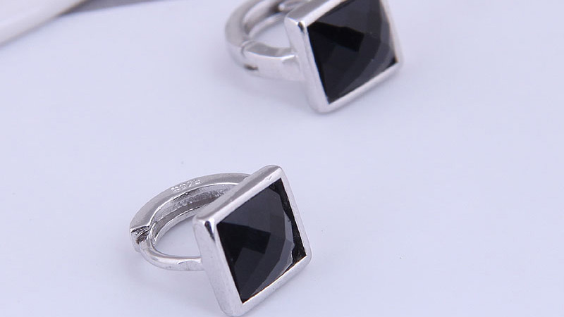 Fashion Black Square Diamond Alloy Earrings,Stud Earrings