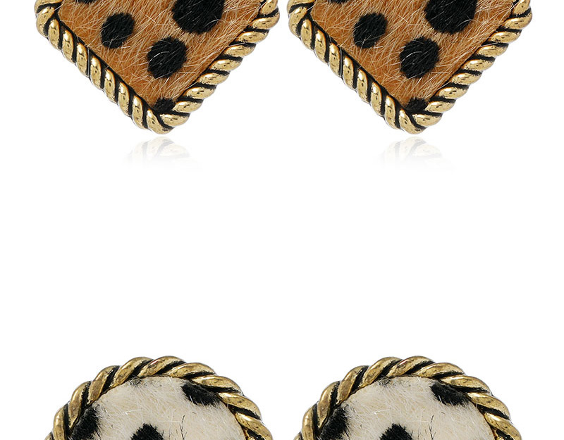 Fashion White Round Leopard Pattern Alloy Earrings,Stud Earrings