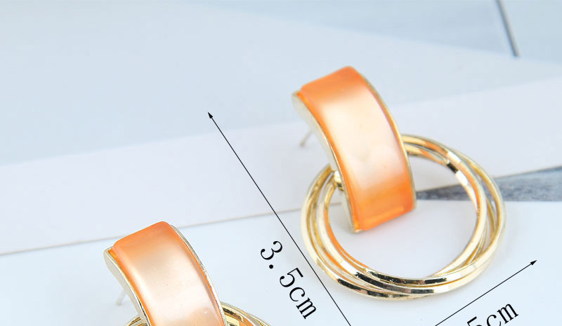 Fashion Orange Round Alloy Multilayer Earrings,Stud Earrings