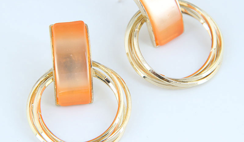 Fashion Orange Round Alloy Multilayer Earrings,Stud Earrings