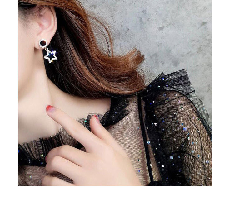 Fashion White Diamond Five-pointed Star Alloy Earrings,Stud Earrings