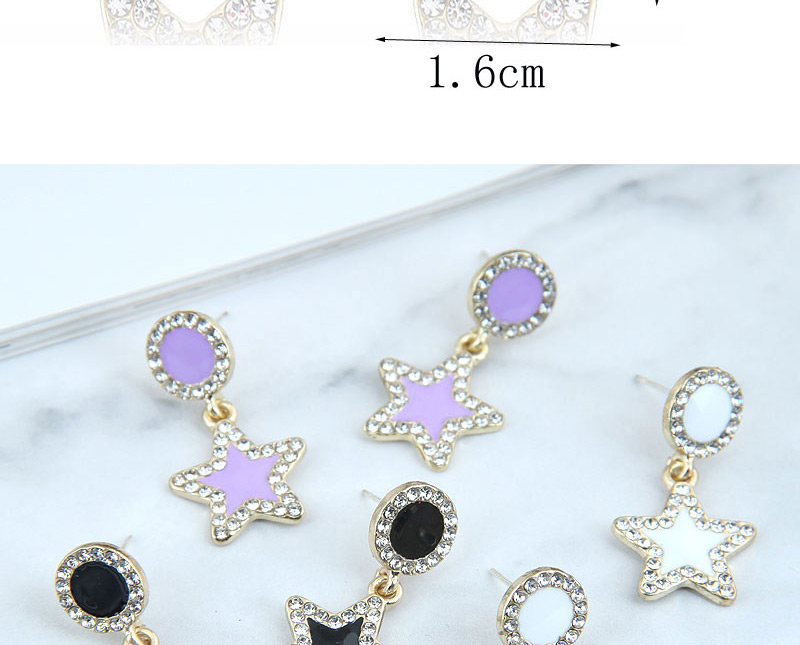 Fashion Black Diamond Five-pointed Star Alloy Earrings,Stud Earrings