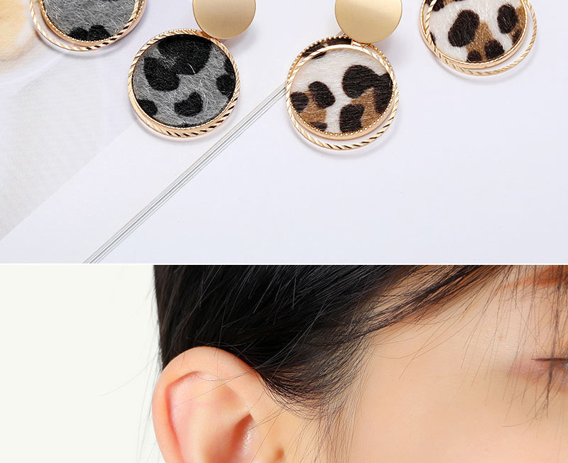 Fashion Brown Round Leopard Pattern Alloy Earrings,Stud Earrings