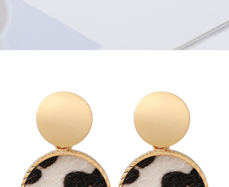 Fashion Brown Round Leopard Pattern Alloy Earrings,Stud Earrings