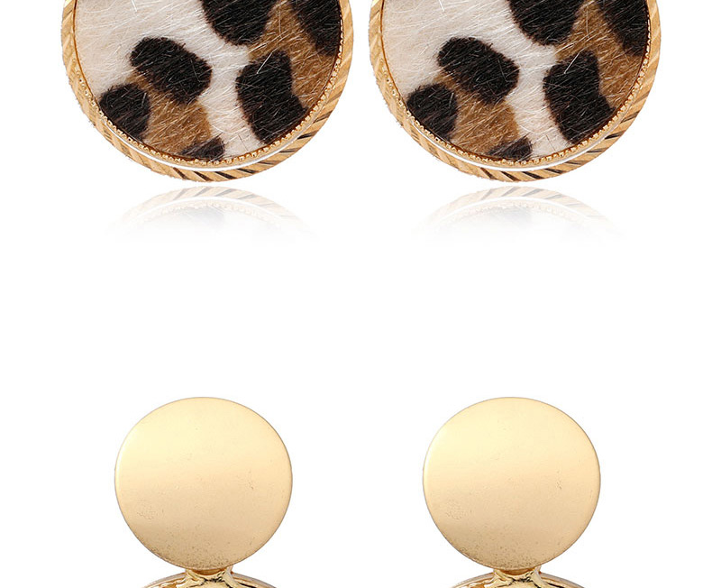Fashion Gray Round Leopard Pattern Alloy Earrings,Stud Earrings