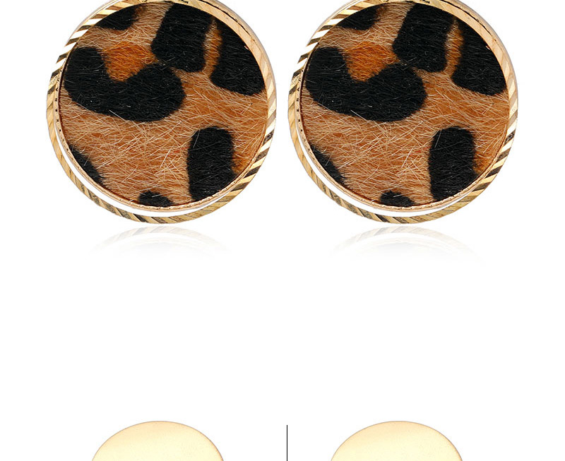 Fashion Gray Round Leopard Pattern Alloy Earrings,Stud Earrings