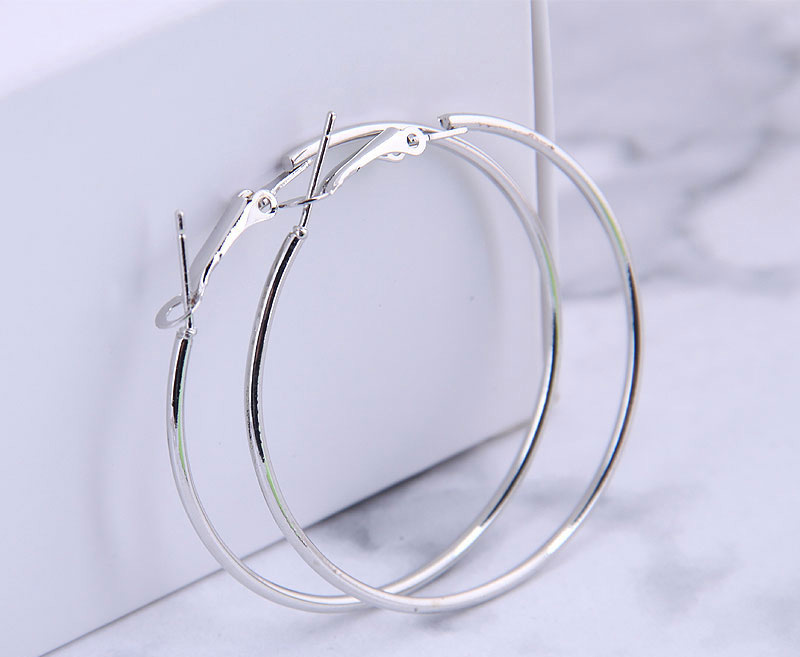 Fashion Silver Color 40mm Glossy Round Alloy Earrings,Stud Earrings