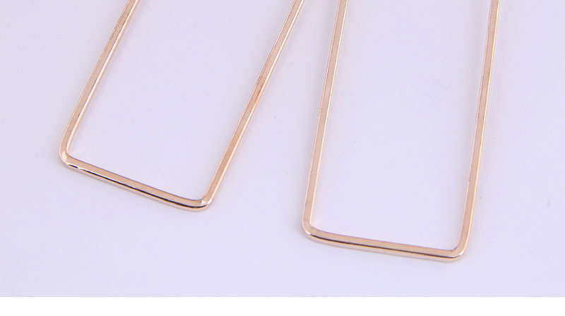 Fashion Rose Gold Color Three-dimensional Rectangular Alloy Smooth Earrings,Stud Earrings