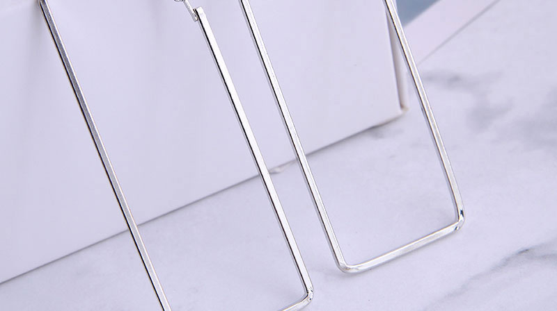 Fashion Silver Color Three-dimensional Rectangular Alloy Smooth Earrings,Stud Earrings