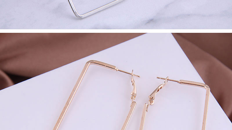 Fashion Rose Gold Color Three-dimensional Rectangular Alloy Smooth Earrings,Stud Earrings