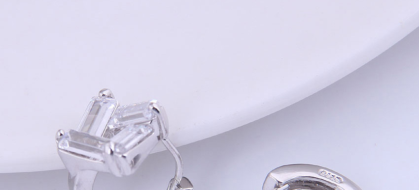 Fashion Silver Color Three-dimensional Square Micro-inlaid Zircon Alloy Earrings,Stud Earrings