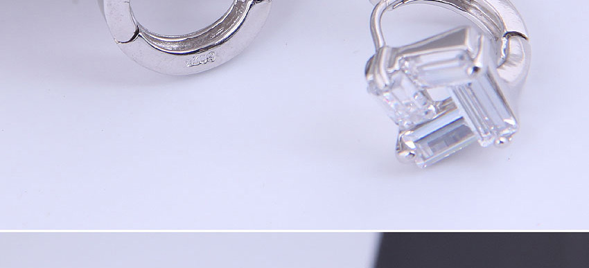 Fashion Silver Color Three-dimensional Square Micro-inlaid Zircon Alloy Earrings,Stud Earrings