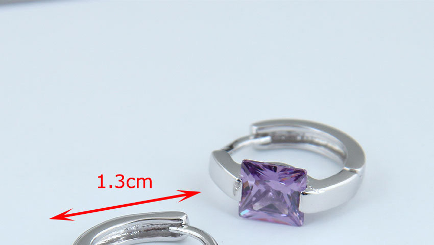 Fashion Purple Diamond Square Micro-inlaid Zircon Alloy Earrings,Stud Earrings