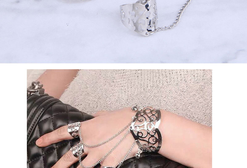 Fashion Silver Color Hollow Heart Alloy One-piece Ring Open Bracelet,Fashion Bangles