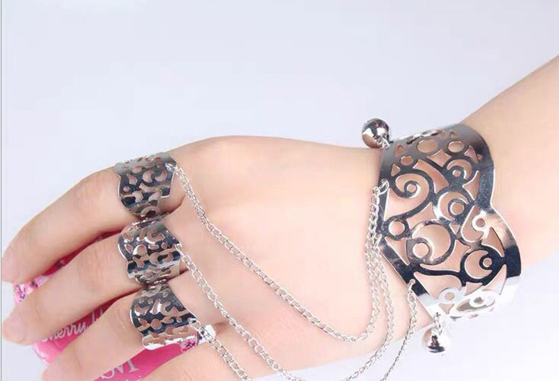 Fashion Silver Color Hollow Heart Alloy One-piece Ring Open Bracelet,Fashion Bangles