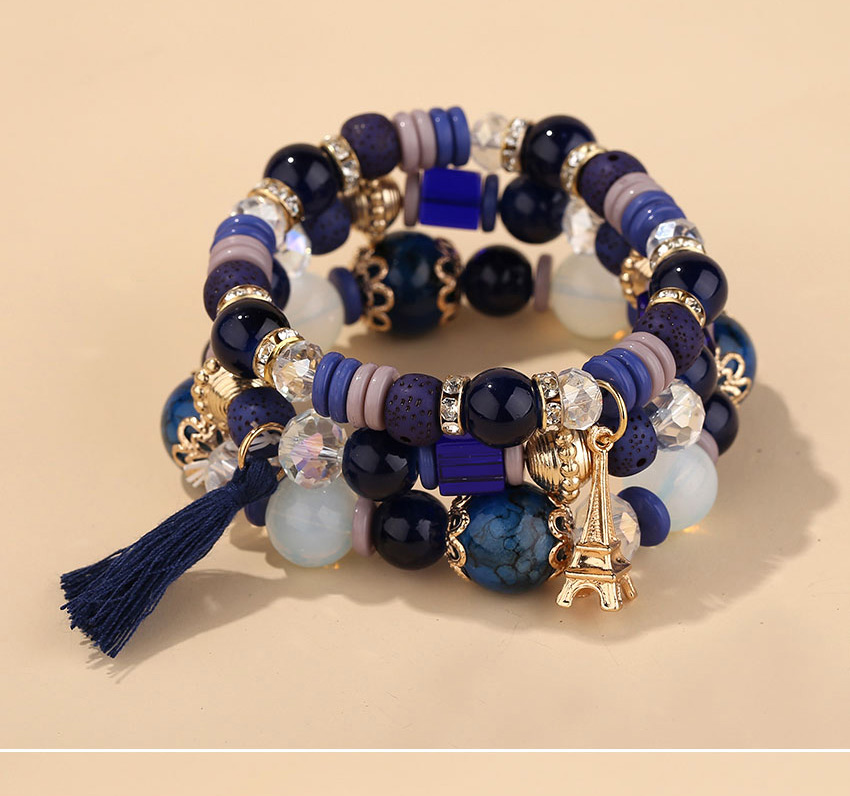 Fashion Royal Blue Tassel Tower Beaded Alloy Multilayer Bracelet,Fashion Bracelets