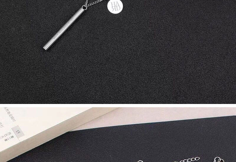 Fashion Silver Color Stainless Steel Letter Geometric Double Necklace,Pendants