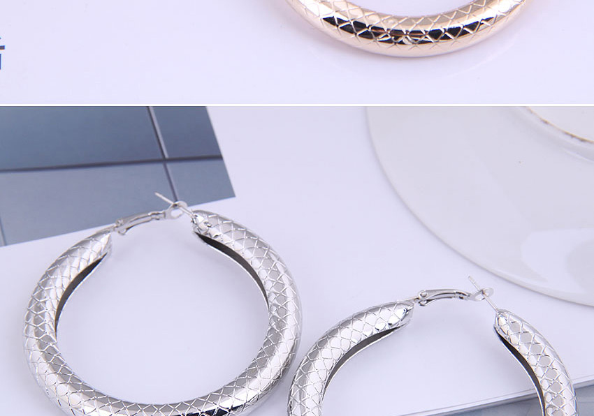 Fashion Silver Color Snakeskin Pattern Round Alloy Bold Earrings,Stud Earrings